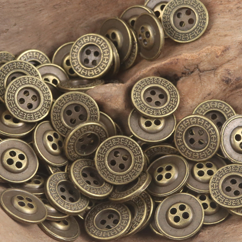 12.5mm Bronze-Colored Metal Flat Buttons for Denim Clothes 10pcs - Lots of Buttons