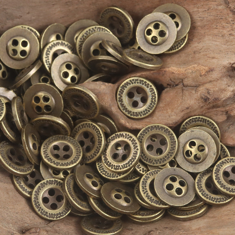 12.5mm Bronze-Colored Metal Flat Buttons for Denim Clothes 10pcs - Lots of Buttons