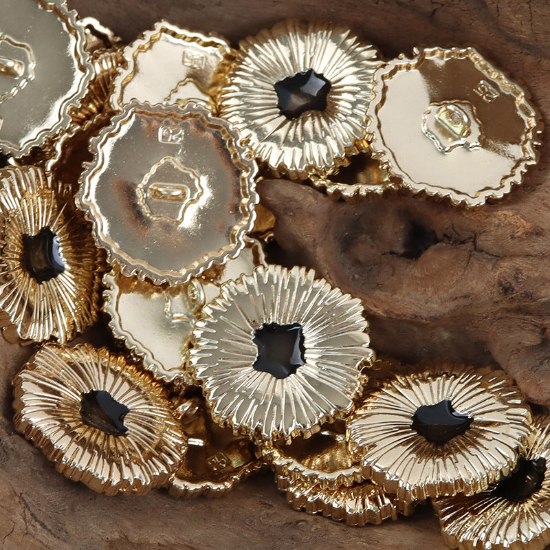 Black Oiled Gold Silver Snowflake Metal Buttons 10 Pack - Lots of Buttons