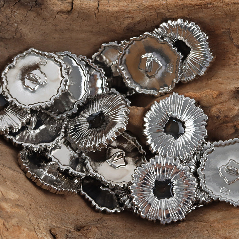 Black Oiled Gold Silver Snowflake Metal Buttons 10 Pack - Lots of Buttons