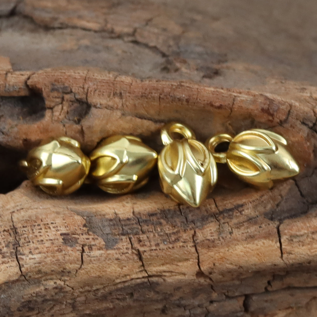 Golden Metal Lotus Pendant Buttons for Buddhist Style DIY Bracelets 10pcs - Lots of Buttons