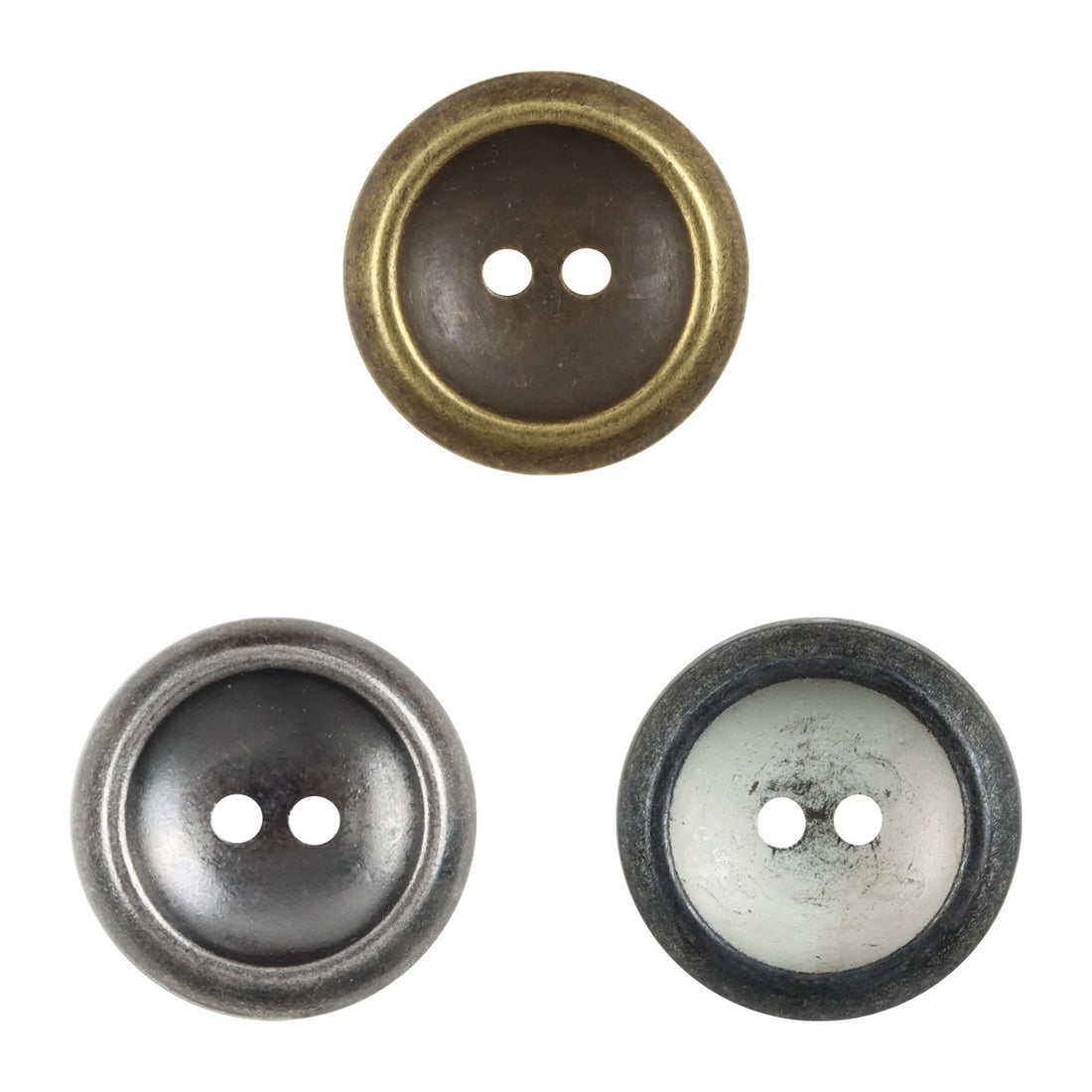 Vintage Distressed Two-Tone Tin Metal Buttons 10pcs - Lots of Buttons