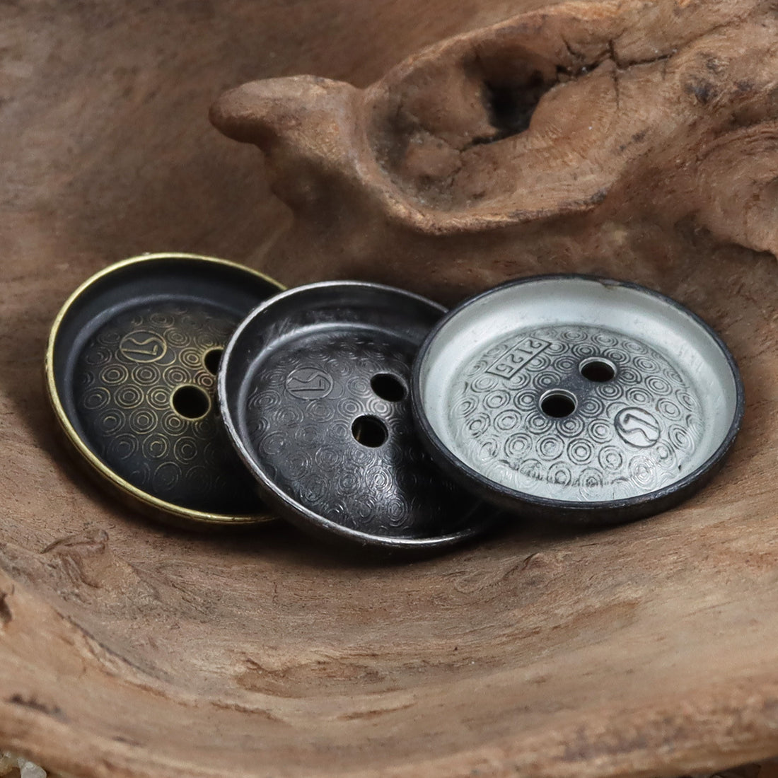 Vintage Distressed Two-Tone Tin Metal Buttons 10pcs - Lots of Buttons
