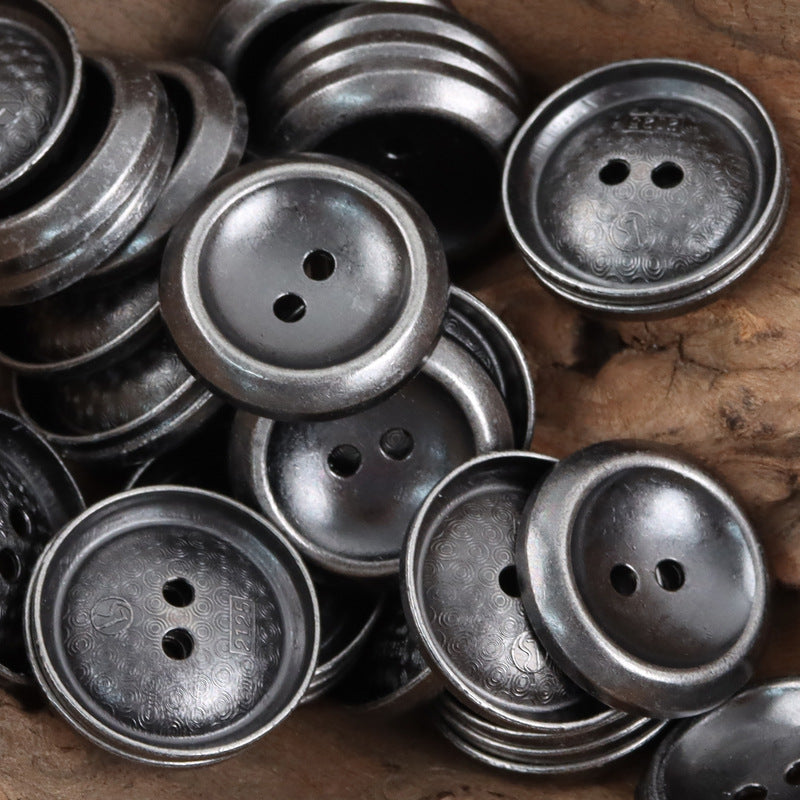 Vintage Distressed Two-Tone Tin Metal Buttons 10pcs - Lots of Buttons