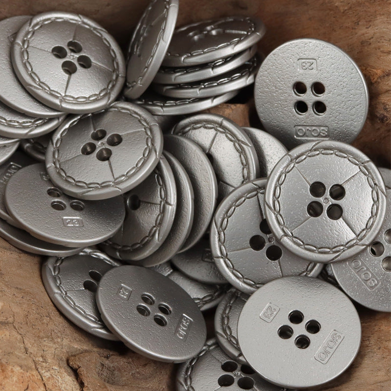 Vintage Distressed Metal Buttons with Divider Lines 10pcs - Lots of Buttons