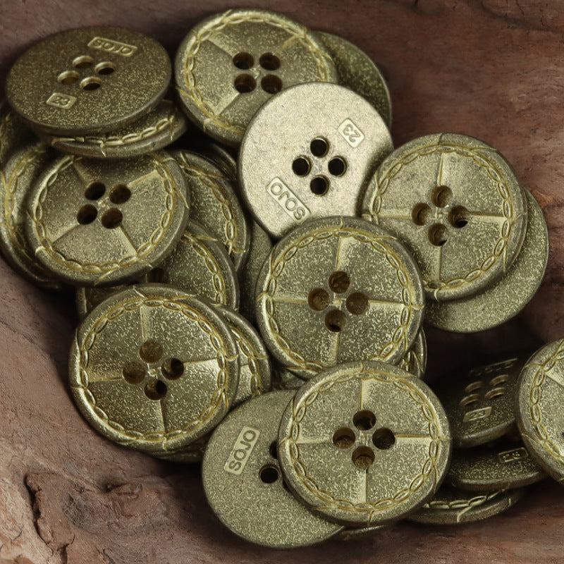 Vintage Distressed Metal Buttons with Divider Lines 10pcs - Lots of Buttons