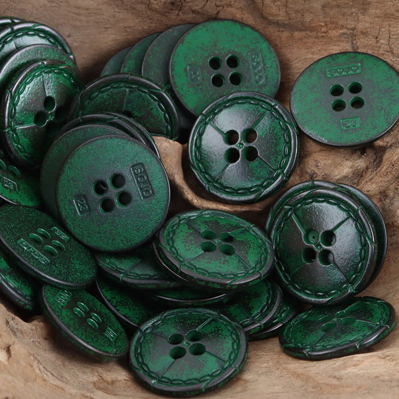 Vintage Distressed Metal Buttons with Divider Lines 10pcs - Lots of Buttons