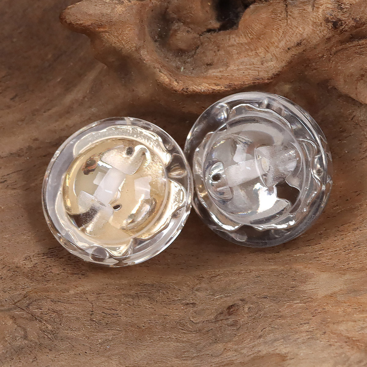 Crystal Flower Resin Metal Shank Buttons 10pcs - Lots of Buttons
