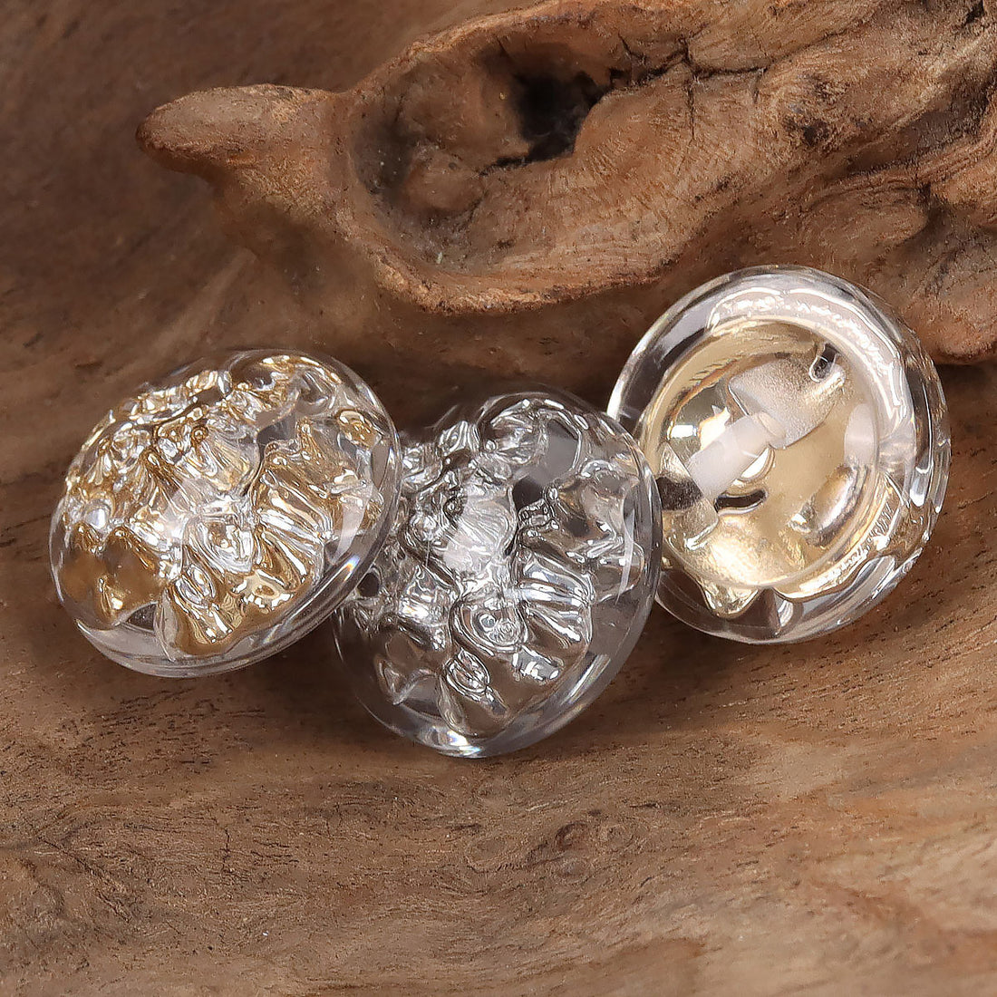 Crystal Flower Resin Metal Shank Buttons 10pcs - Lots of Buttons