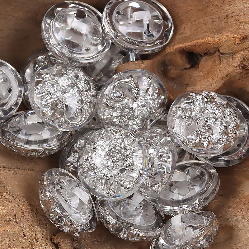Crystal Flower Resin Metal Shank Buttons 10pcs - Lots of Buttons