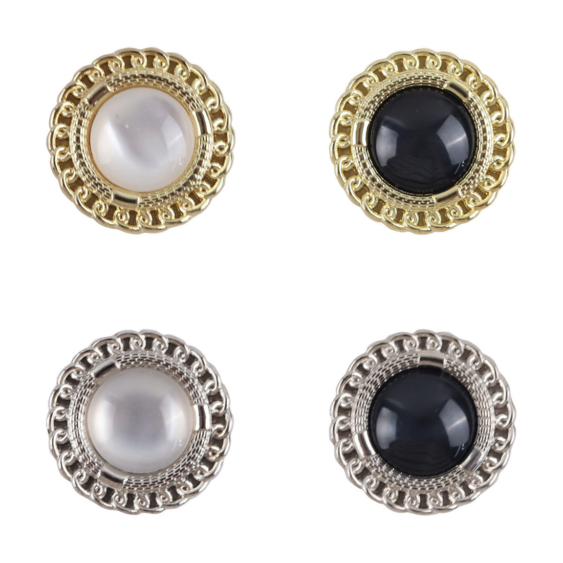 Golden Edged Inlaid Resin Gem Metal Buttons for Celebrity Style Dresses 10pcs - Lots of Buttons