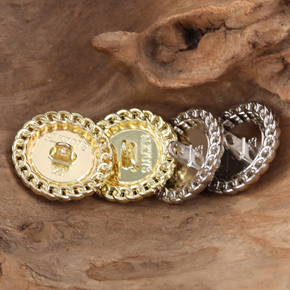 Golden Edged Inlaid Resin Gem Metal Buttons for Celebrity Style Dresses 10pcs - Lots of Buttons