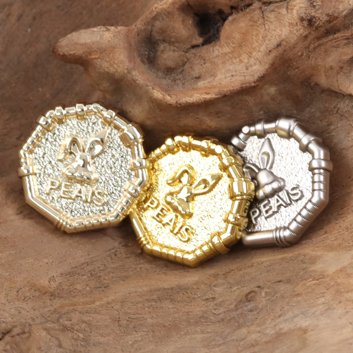 Rabbit Sheriff Golden Metal Buttons for School Uniforms 10pcs