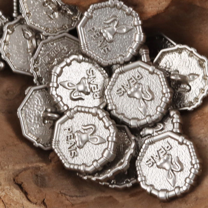 Rabbit Sheriff Golden Metal Buttons for School Uniforms 10pcs