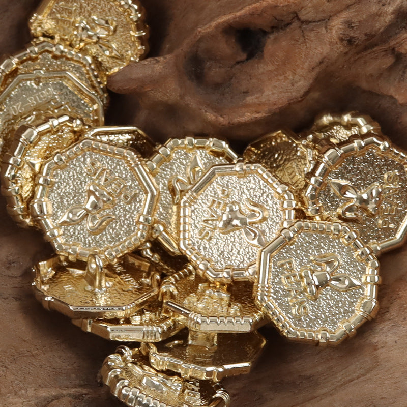 Rabbit Sheriff Golden Metal Buttons for School Uniforms 10pcs