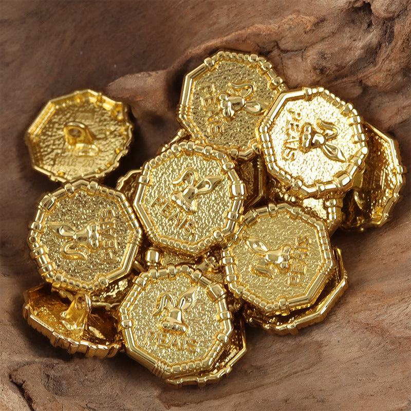 Rabbit Sheriff Golden Metal Buttons for School Uniforms 10pcs