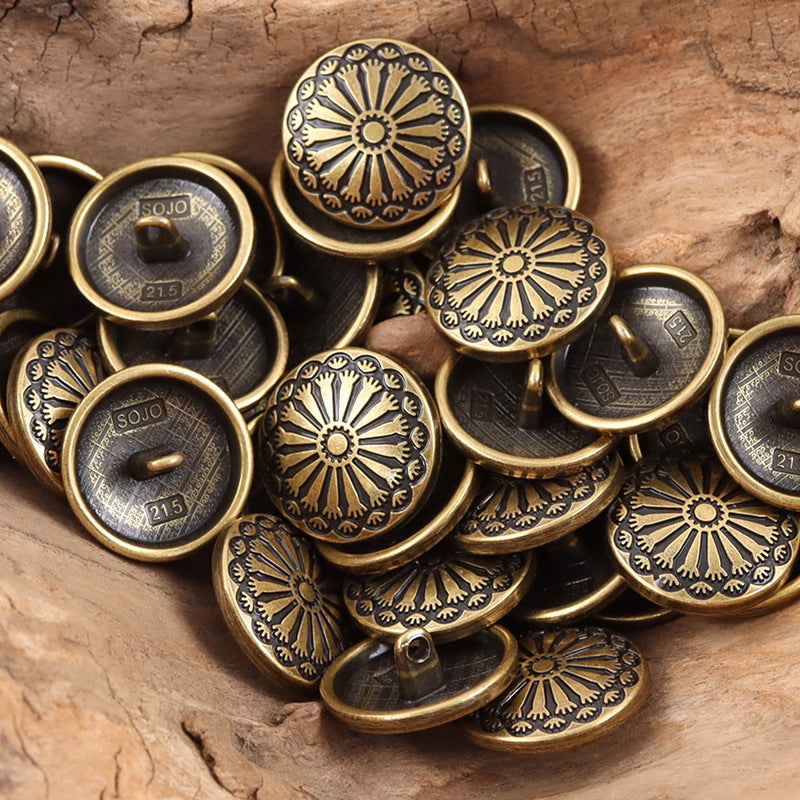 Lovely Sunflower School Style Metal Shank Buttons,10pcs 
