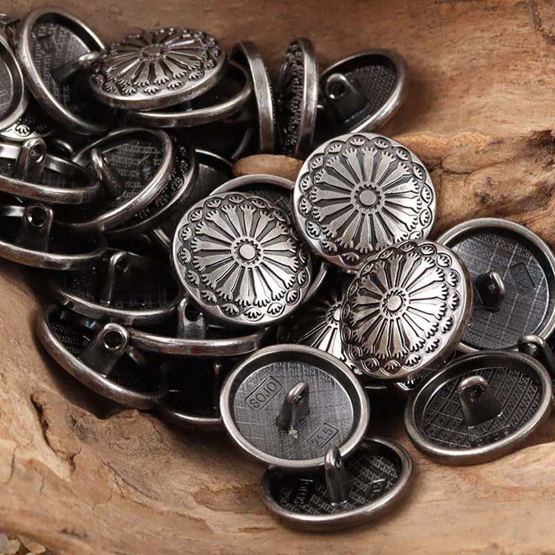 Lovely Sunflower School Style Metal Shank Buttons,10pcs 