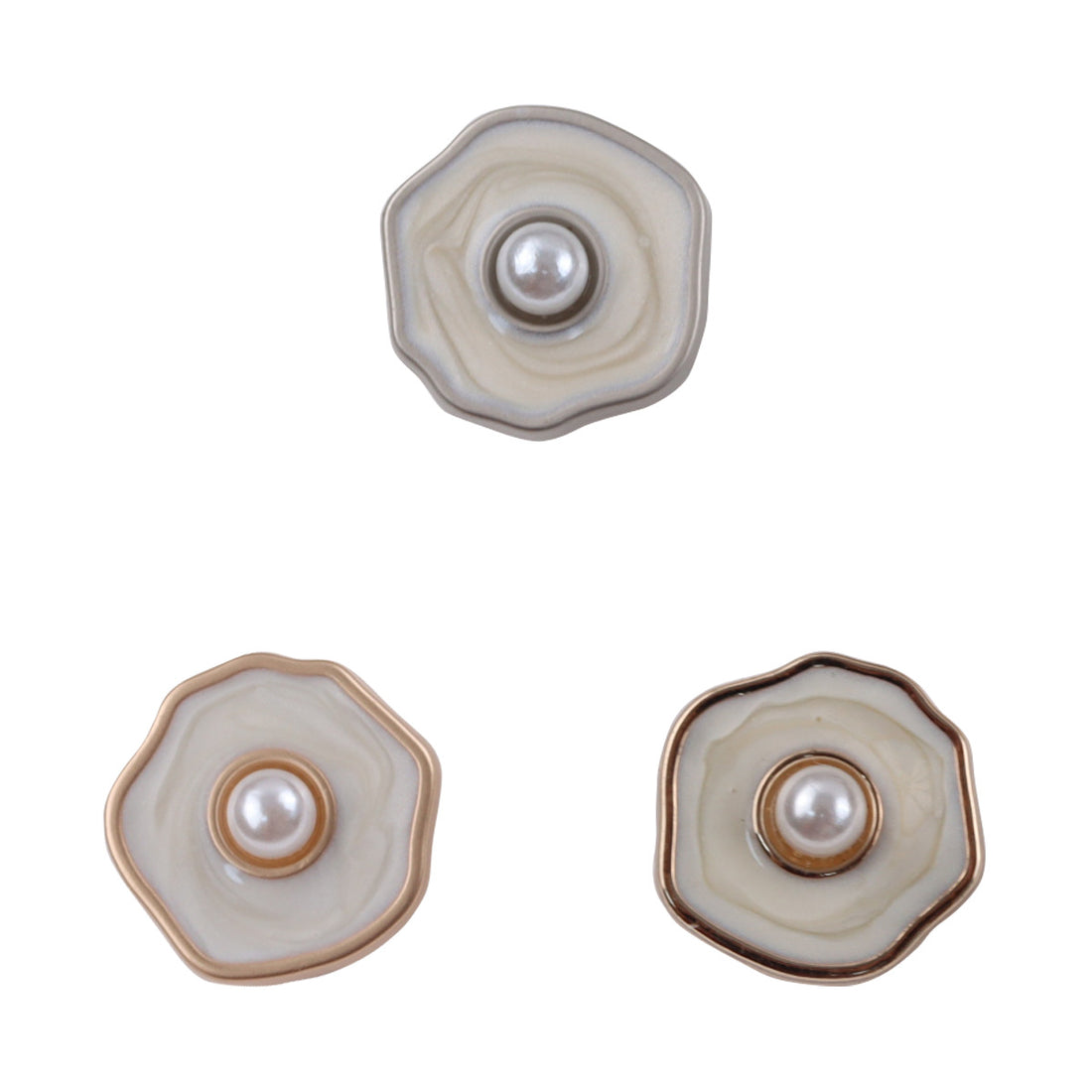 Polygonal Pearl Gold Silver Metal Buttons for Women's Woolen Suit 10pcs - Lots of Buttons