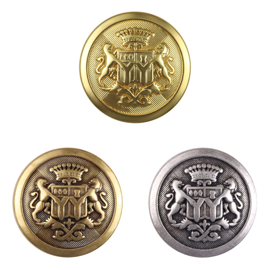 Round Double Lion Metal Shank Buttons for College Jackets 10pcs - Lots of Buttons