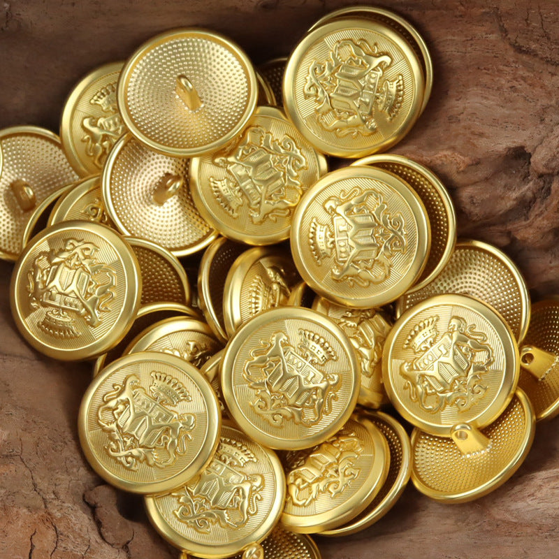 Round Double Lion Metal Shank Buttons for College Jackets 10pcs - Lots of Buttons