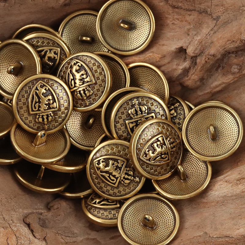 Lion Shield Crown Element Metal Buttons for College Style Suit 10pcs - Lots of Buttons