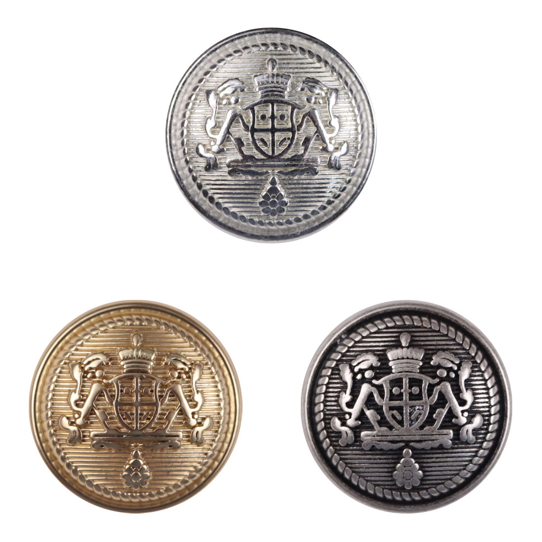 Crown Shield Metal Buttons for College Style School Uniform 10pcs - Lots of Buttons