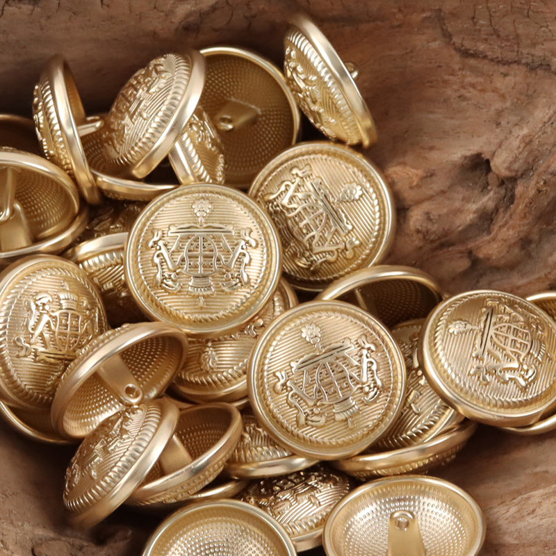 Crown Shield Metal Buttons for College Style School Uniform 10pcs - Lots of Buttons