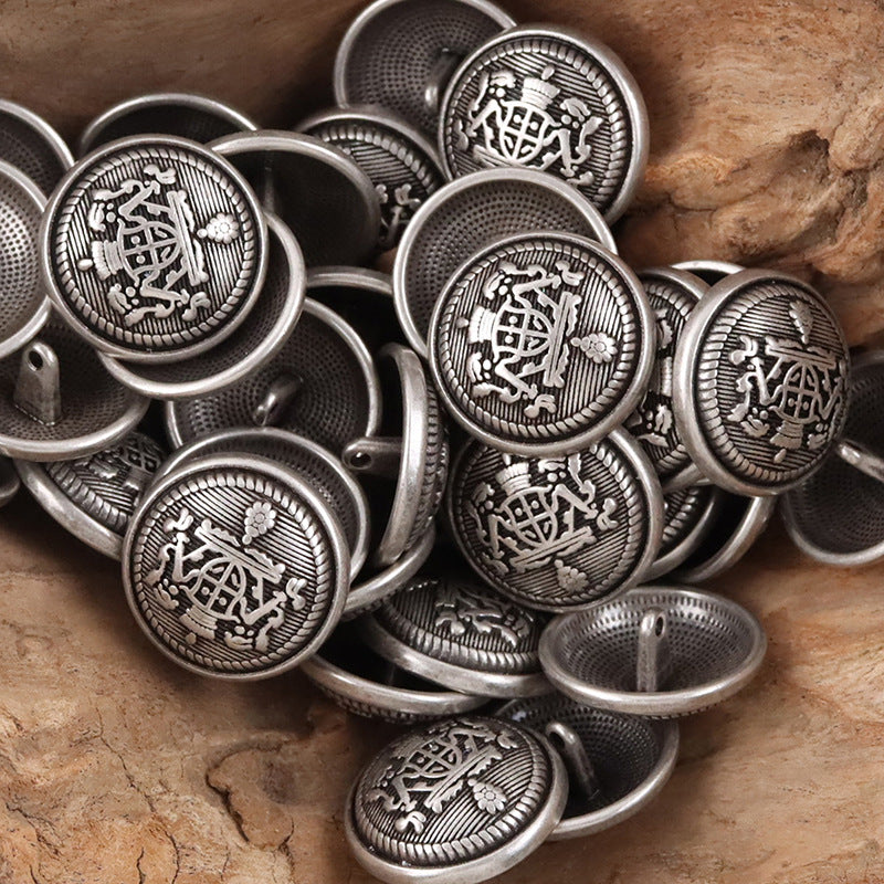 Crown Shield Metal Buttons for College Style School Uniform 10pcs - Lots of Buttons