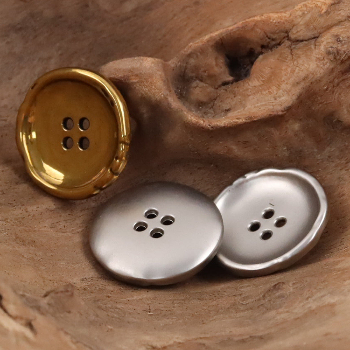 Golden Irregular Bowl-Shaped Metal Buttons for Coats and Suits - 10pcs - Lots of Buttons