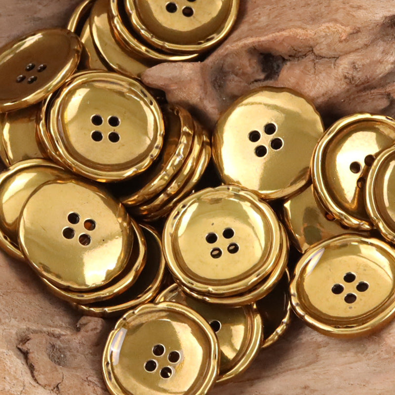 Golden Irregular Bowl-Shaped Metal Buttons for Coats and Suits - 10pcs - Lots of Buttons