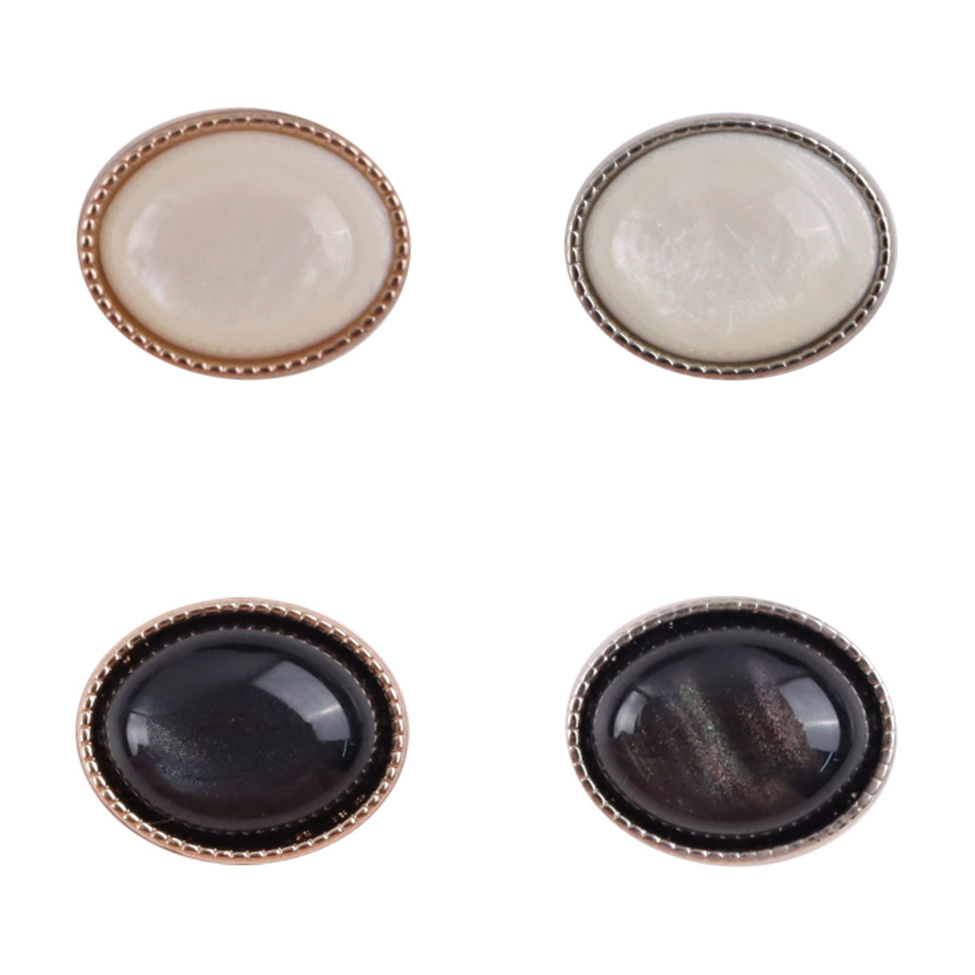 Oval Black White Resin Pebble Metal Shank Buttons for Underwear 10pcs - Lots of Buttons