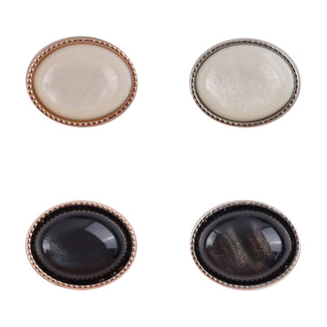 Oval Black White Resin Pebble Metal Shank Buttons for Underwear 10pcs - Lots of Buttons