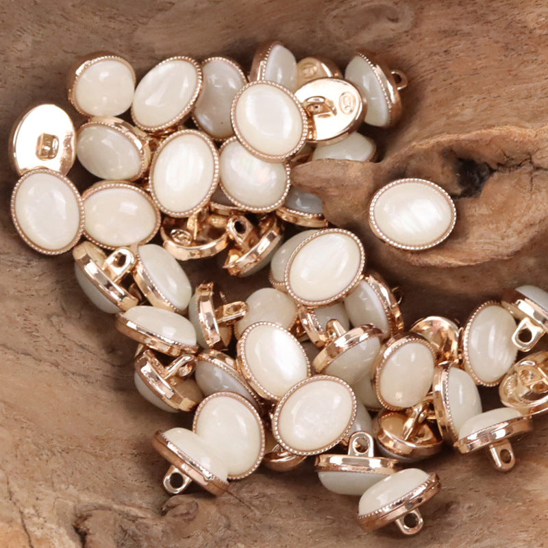 Oval Black White Resin Pebble Metal Shank Buttons for Underwear 10pcs - Lots of Buttons