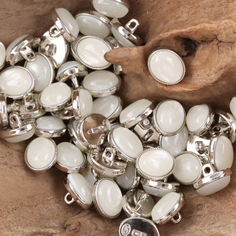 Oval Black White Resin Pebble Metal Shank Buttons for Underwear 10pcs - Lots of Buttons