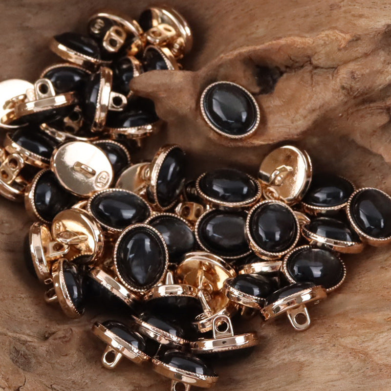 Oval Black White Resin Pebble Metal Shank Buttons for Underwear 10pcs - Lots of Buttons