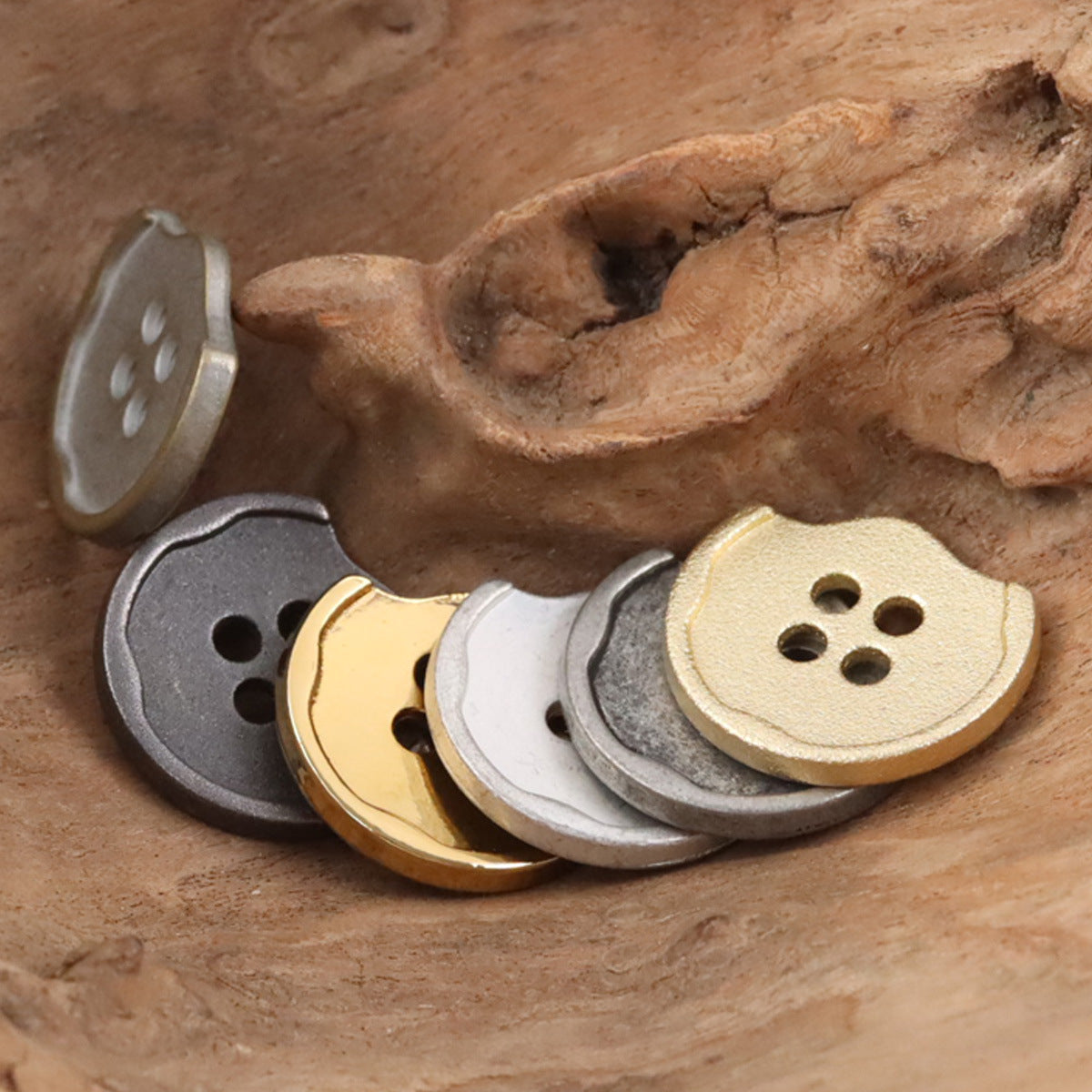 Irregular Shaped Sandy Gold Metal Buttons for Bag and Hat Making 10pcs - Lots of Buttons