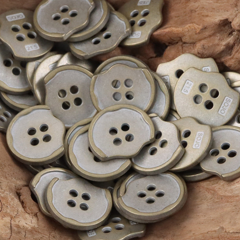 Irregular Shaped Sandy Gold Metal Buttons for Bag and Hat Making 10pcs - Lots of Buttons