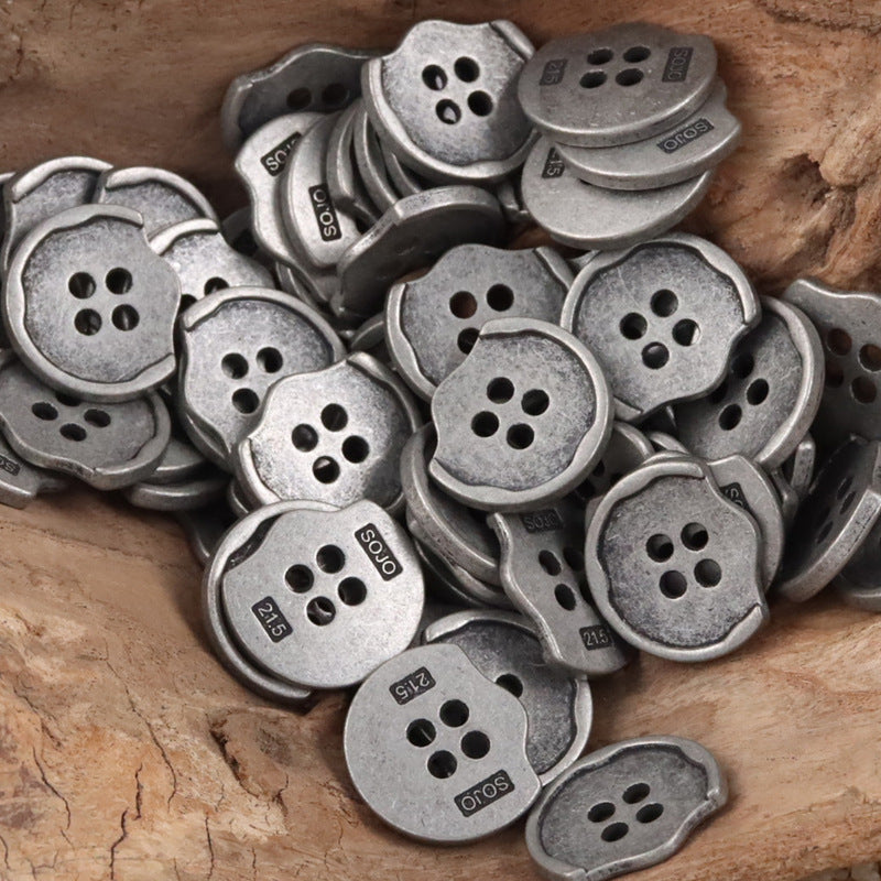 Irregular Shaped Sandy Gold Metal Buttons for Bag and Hat Making 10pcs - Lots of Buttons