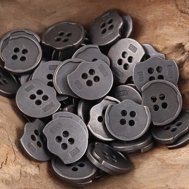 Irregular Shaped Sandy Gold Metal Buttons for Bag and Hat Making 10pcs - Lots of Buttons