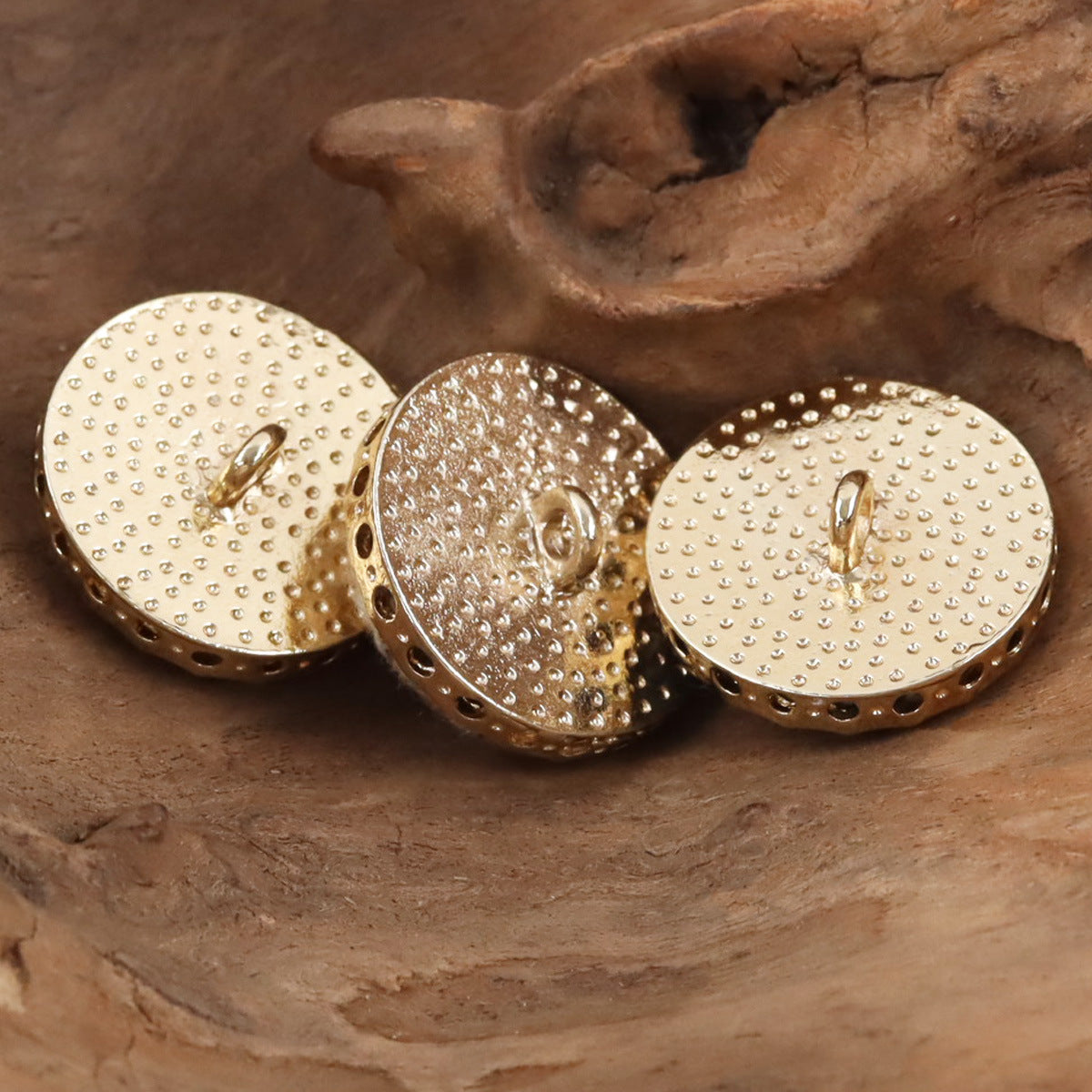 Round Hollow Linen and Golden Metal Shank Buttons for Suits,10pcs - Lots of Buttons