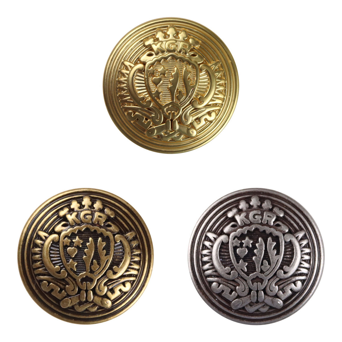 Crown Shield Metal Buttons for Japanese Anime Cosplay Costumes 10pcs - Lots of Buttons