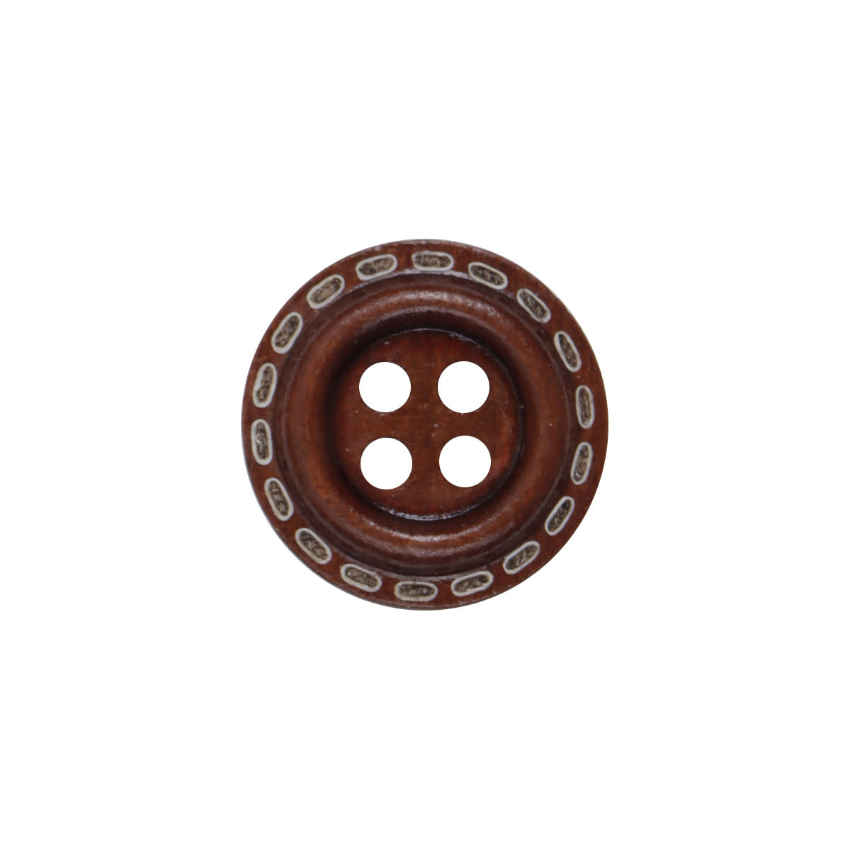 Dashed Circle Four-Hole Red Lacquered Wooden Buttons 100PCS - Lots of Buttons