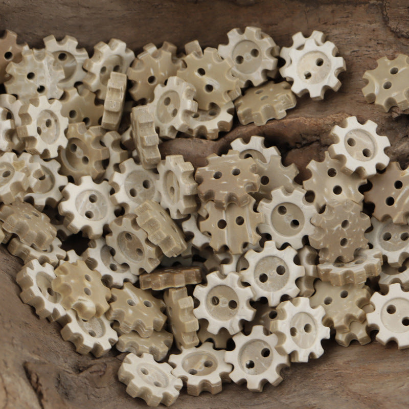 Sunflower Gear Bread Shaped 2 Hole Coconut Shell Buttons 60 Pack - Lots of Buttons