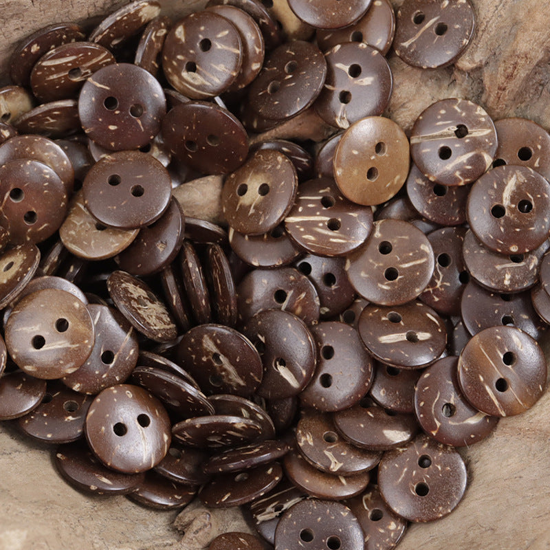 Round Dark Brown Coconut Shell DIY Decorative Buttons 60 Pack - Lots of Buttons