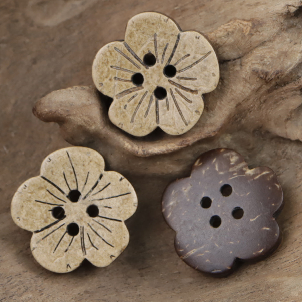 Natural Coconut Cute Flower Children Flat Buttons,20pcs - Lots of Buttons