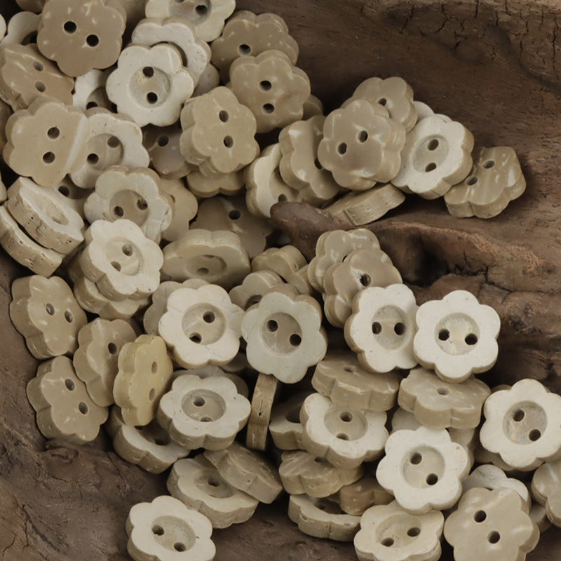 Cute Little Flower 2 Hole Natural Coconut Shell Buttons 50PCS - Lots of Buttons