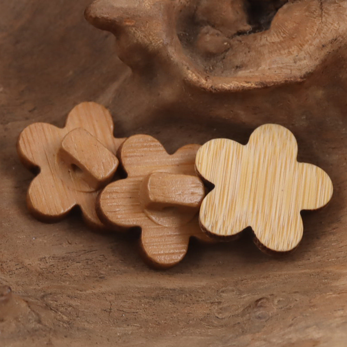 Plum Blossom-Shaped Natural Bamboo Buttons 10PCS - Lots of Buttons
