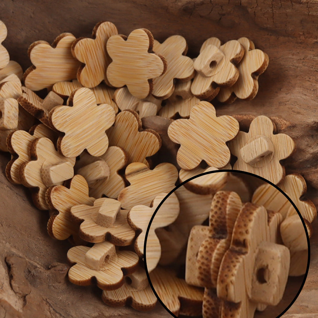 Plum Blossom-Shaped Natural Bamboo Buttons 10PCS - Lots of Buttons