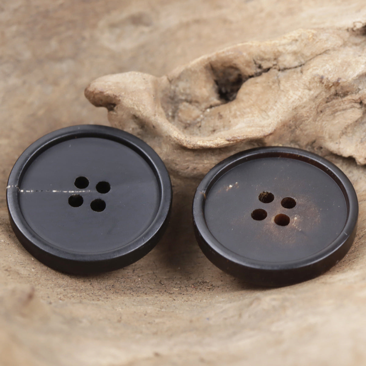 Matte Black Coffee-Colored Natural Horn Buttons for Winter Suits Pants 10pcs - Lots of Buttons